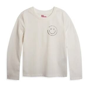 Epic Threads Little Girl's Smiley-Print T-Shirt Angel White Size 6